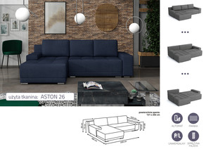 Extendable corner sofa bed Lugano