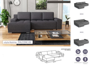 Extendable corner sofa bed Lugano
