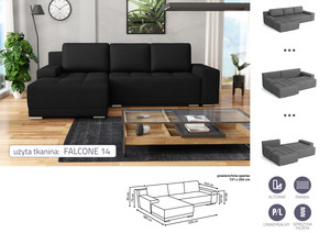 Extendable corner sofa bed Lugano
