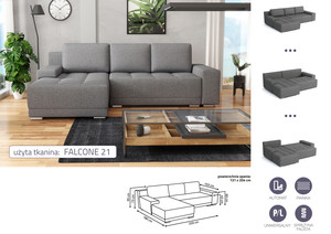 Extendable corner sofa bed Lugano