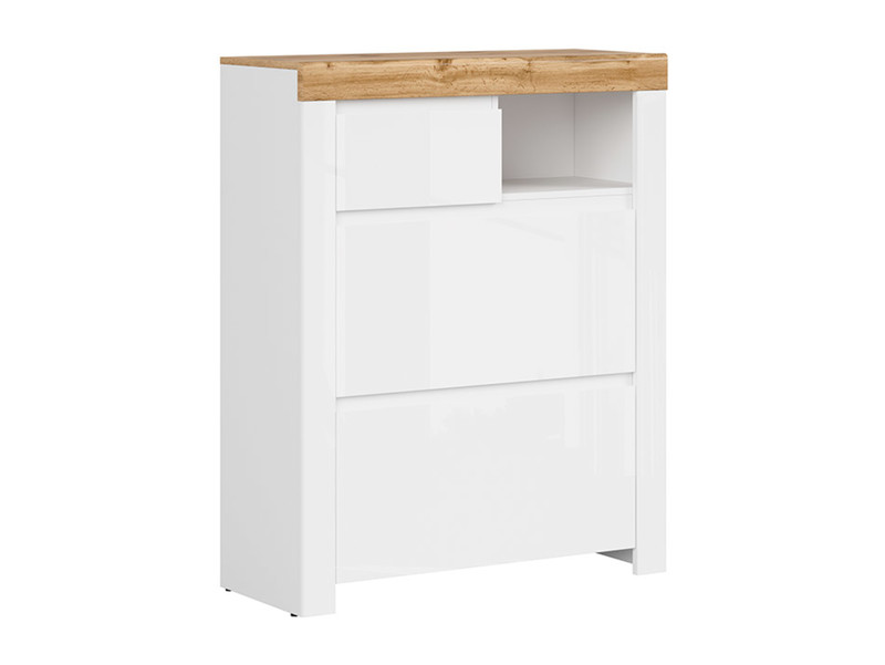 Frame: White / Oak Wotan. Front: White gloss