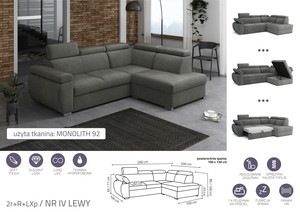 Extendable corner sofa bed Aston 2r+R+LXp