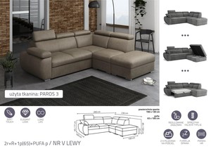 Extendable corner sofa bed Aston 2r+R+1p(65)+PUFA p