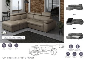 Extendable corner sofa bed Aston PUFA p+1p(65)+R+2r