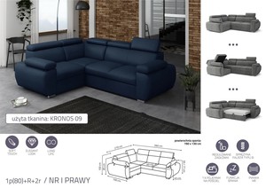 Extendable corner sofa bed Aston 1p(80)+R+2r