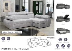 Stūra dīvāns izvelkams Aston Premium 2r+LCp