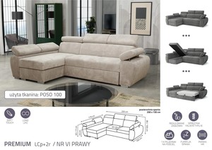 Stūra dīvāns izvelkams Aston Premium LCp+2r