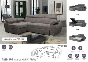 Stūra dīvāns izvelkams Aston Premium LCp+2r
