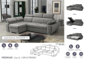 Stūra dīvāns izvelkams Aston Premium LCp+2r