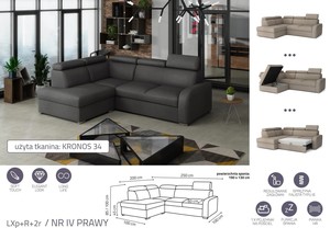 Extendable corner sofa bed Dave LXp+R+2r