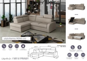 Extendable corner sofa bed Dave LXp+R+2r