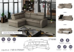 Extendable corner sofa bed Dave LXp+R+2r