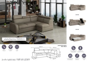 Extendable corner sofa bed Dave 2r+R+1p(65 bb)