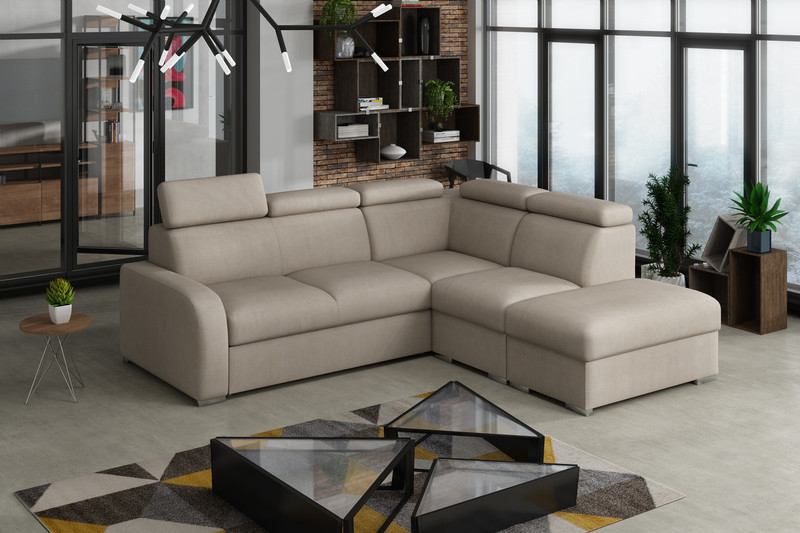Extendable corner sofa bed Dave 2r+R+1p(65)+PUFA p