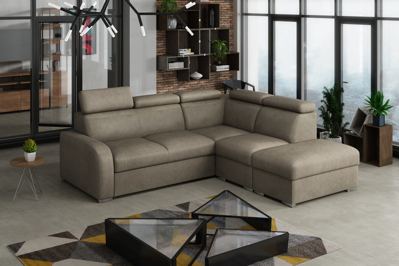 Extendable corner sofa bed Dave 2r+R+1p(65)+PUFA p