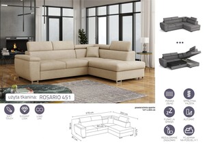 Extendable corner sofa bed Cabo 2LC