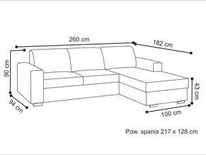 Extendable corner sofa bed Margo