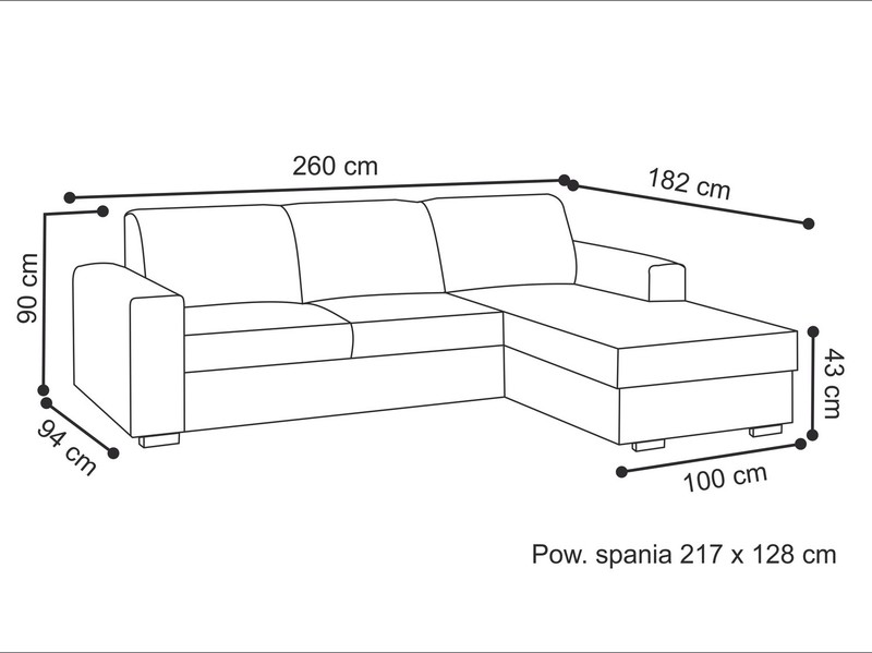 Extendable corner sofa bed Margo