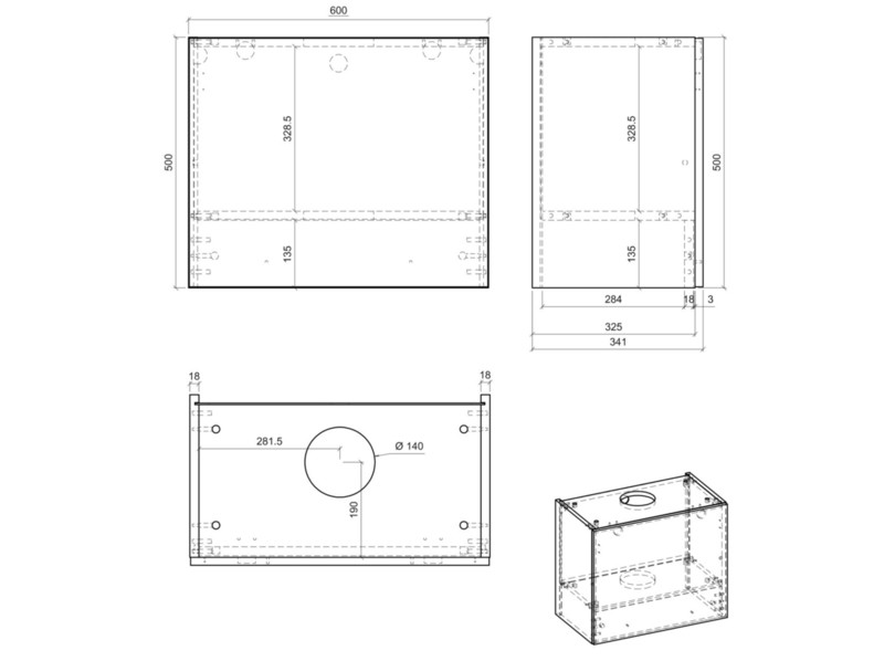 Wall cabinet for built in extractor Forst W8/60