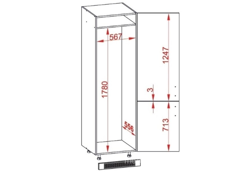 Skapis iebūvējamajam ledusskapim Avellino D14/DL/60/207 L