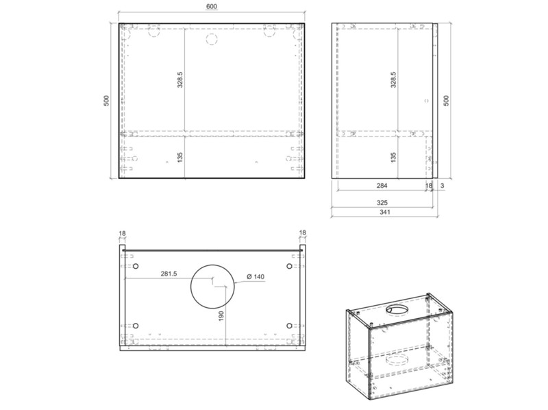 Wall cabinet for built in extractor Avellino W8/60