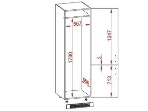 Cabinet for built-in fridge Velden D14/DL/60/207 P