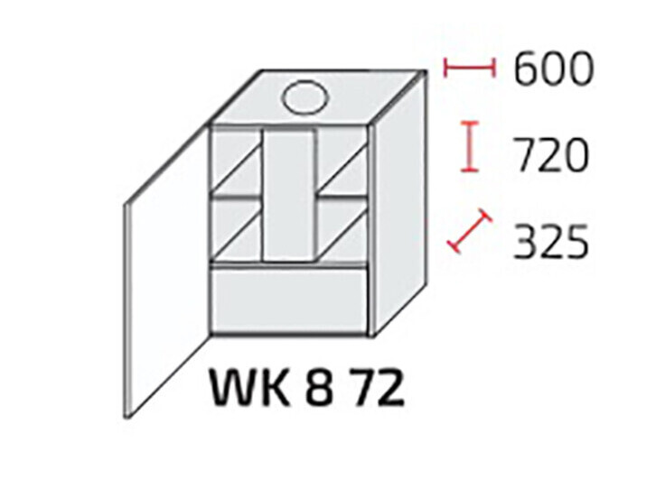 Augšējais skapītis tvaika nosūcējam SIlver WK8/72