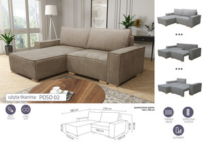 Stūra dīvāns izvelkams Hudson premium LC+2r