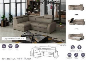 Extendable corner sofa bed Dave 1p(65 bb)+R+2r