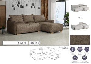 Extendable corner sofa bed Malibu 2r+LC