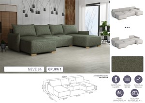 Extendable corner sofa bed Malibu LC+2r+LC