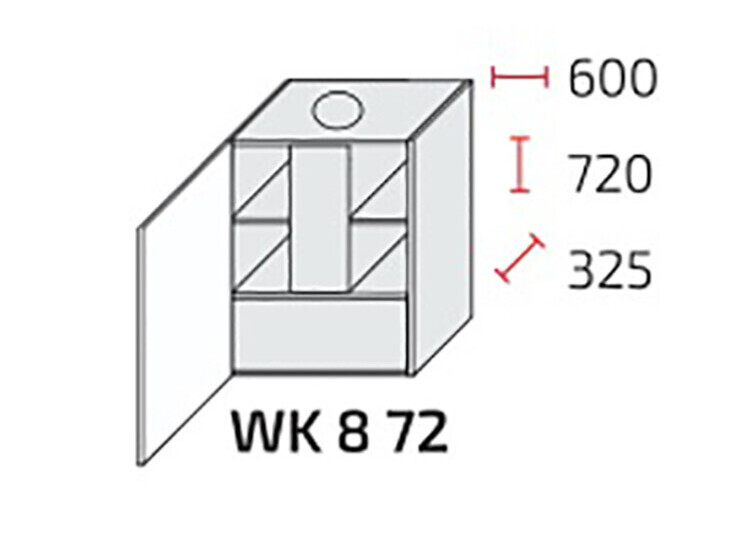 Augšējais skapītis tvaika nosūcējam Optimum WK8/72