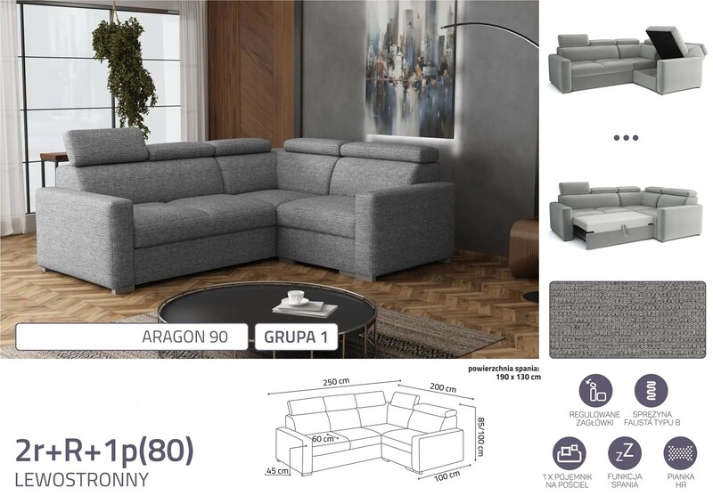Stūra dīvāns izvelkams Pino 2r+R+1p(80)