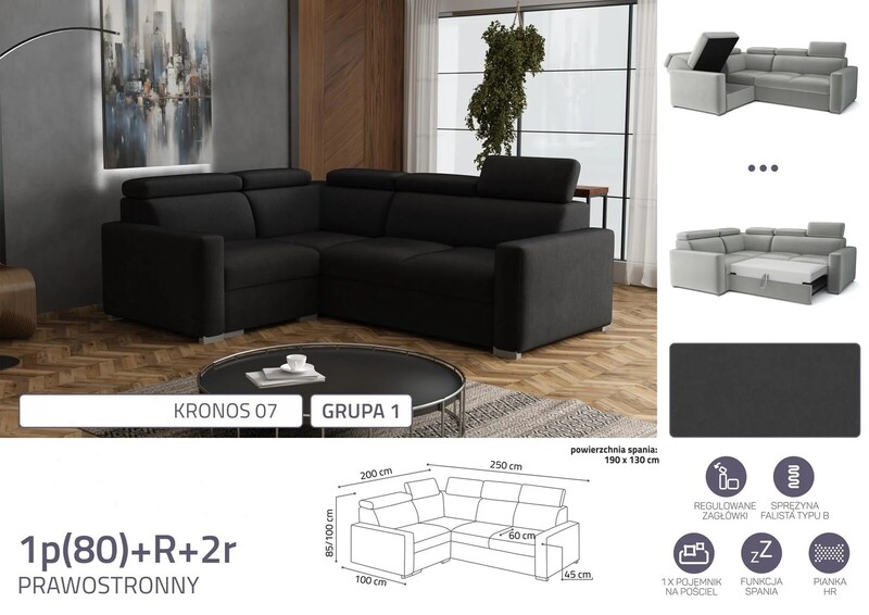 Stūra dīvāns izvelkams Pino 1p(80)+R+2r
