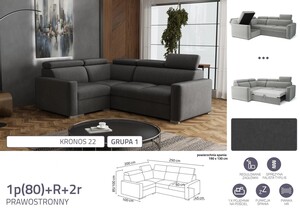 Stūra dīvāns izvelkams Pino 1p(80)+R+2r