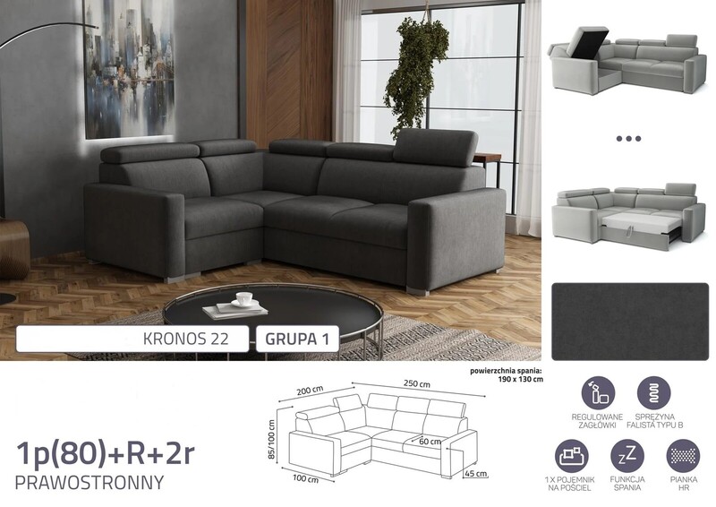 Stūra dīvāns izvelkams Pino 1p(80)+R+2r