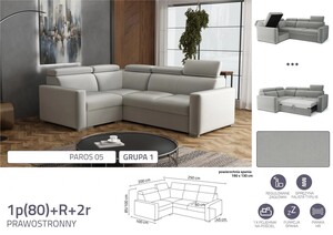 Stūra dīvāns izvelkams Pino 1p(80)+R+2r