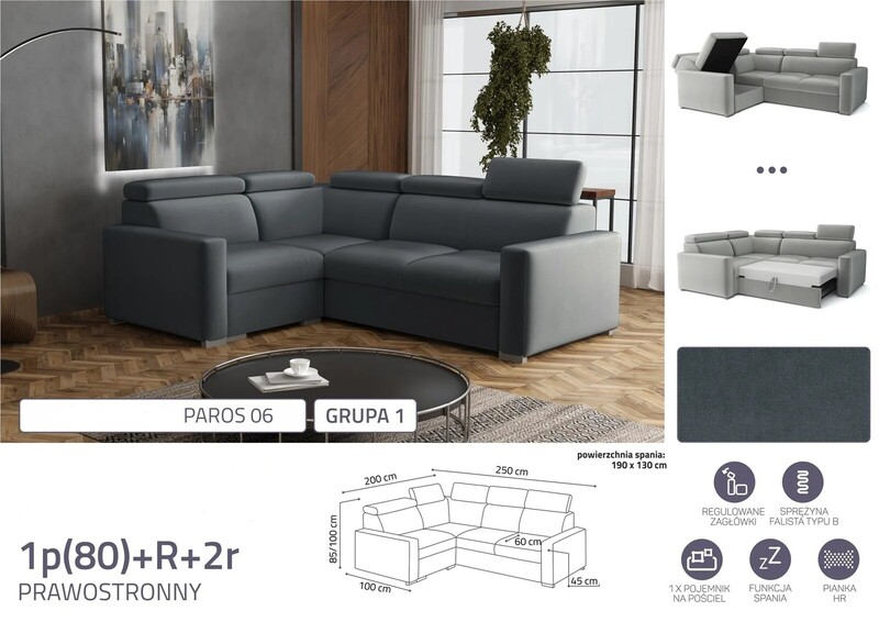 Stūra dīvāns izvelkams Pino 1p(80)+R+2r