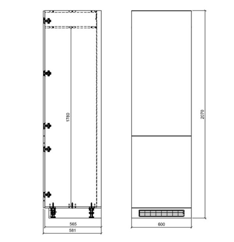 Skapis iebūvējamajam ledusskapim Black D14/DL/60/207