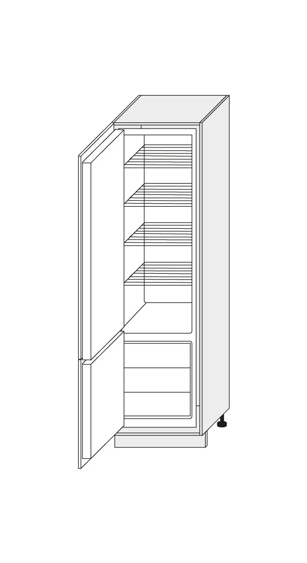 Skapis iebūvējamajam ledusskapim Lusse Black D14/DL/60/207